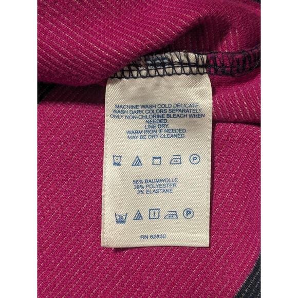 Lands'‎ End Shirt Top Women XL Pink Blue Striped Thick Fabric V-Neck V65 - Picture 11 of 14